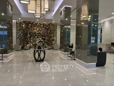 Luxurious modern lobby with elegant lighting and stylish decor