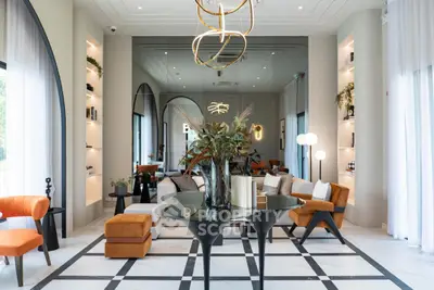 Luxurious modern living room with elegant decor and stylish furniture