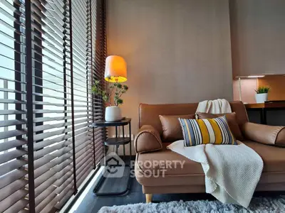 Stylish living room with modern leather sofa and elegant decor