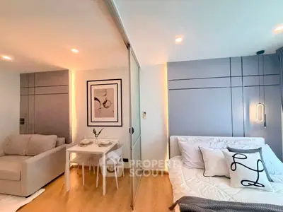 Modern studio apartment with stylish decor and cozy living area