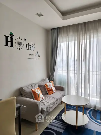 Cozy living room with modern decor and natural light