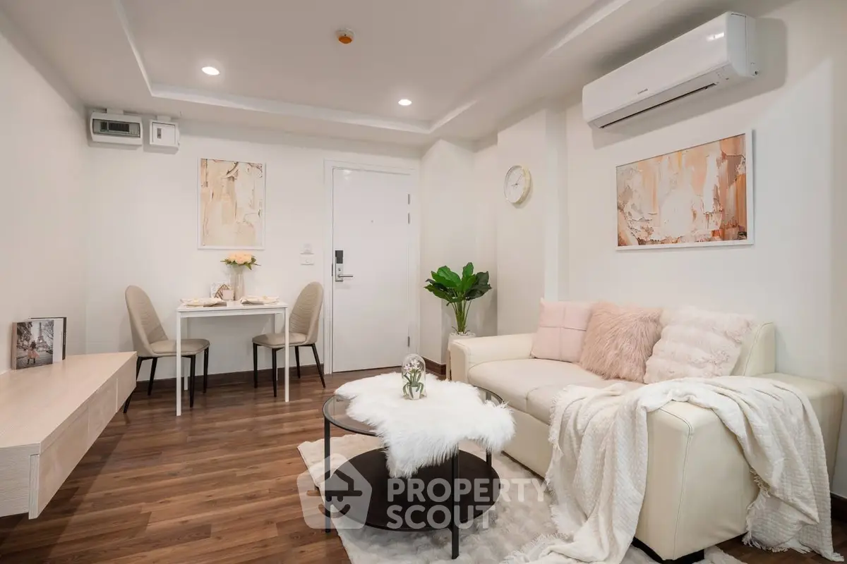 Chic modern living room with cozy decor and elegant furniture