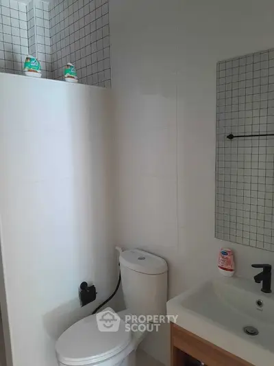 Modern bathroom with sleek fixtures and minimalist design