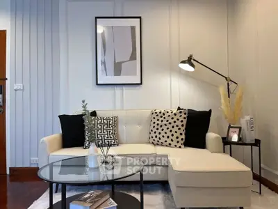 Stylish living room with modern decor and cozy seating area