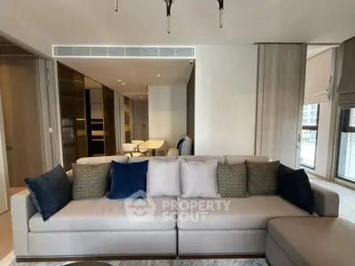 Luxurious modern living room with plush sofa and elegant decor