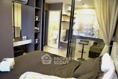 Modern bedroom with ensuite bathroom and stylish decor