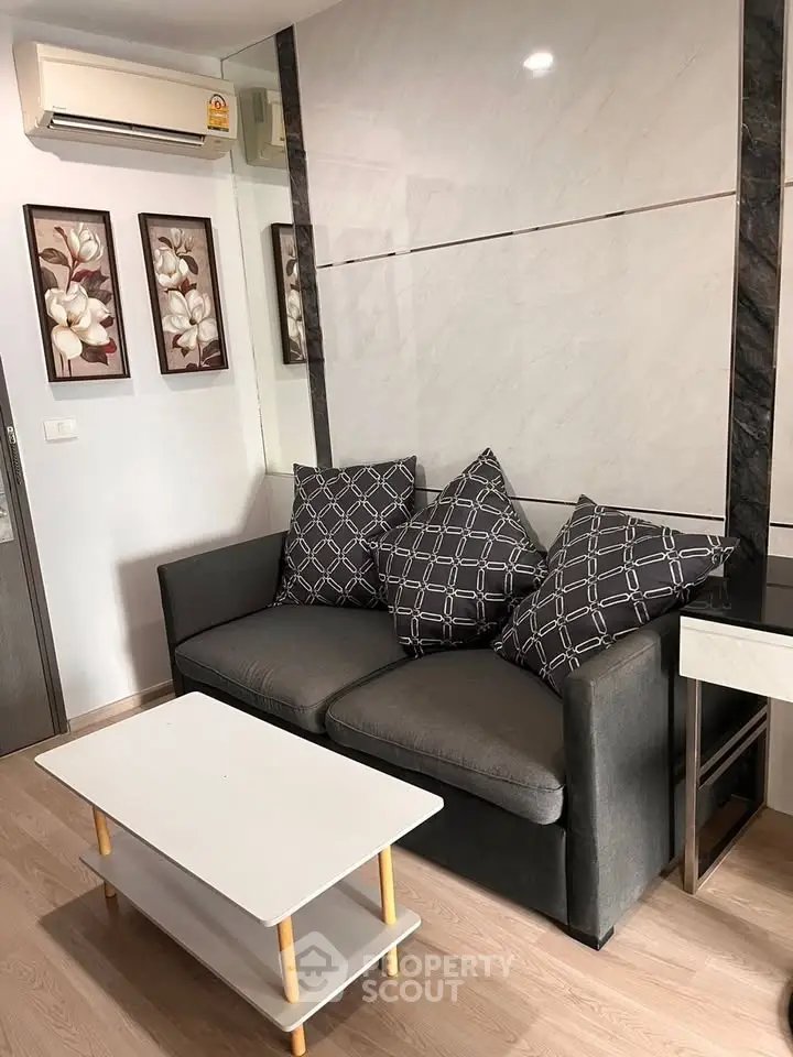 Modern living room with stylish sofa and elegant decor
