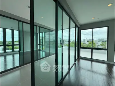 Spacious modern apartment with floor-to-ceiling windows and stunning views