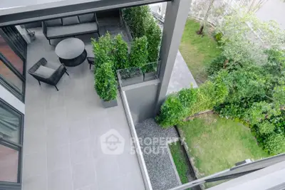 Modern balcony with garden view in luxury apartment