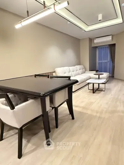 Modern living room with elegant furniture and ambient lighting