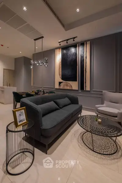 Stylish modern living room with elegant decor and contemporary furniture.