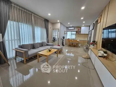 Spacious modern living room with open layout and elegant decor
