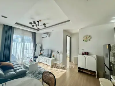 Modern living room with stylish decor and natural light