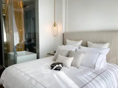 Luxurious bedroom with elegant decor and modern lighting