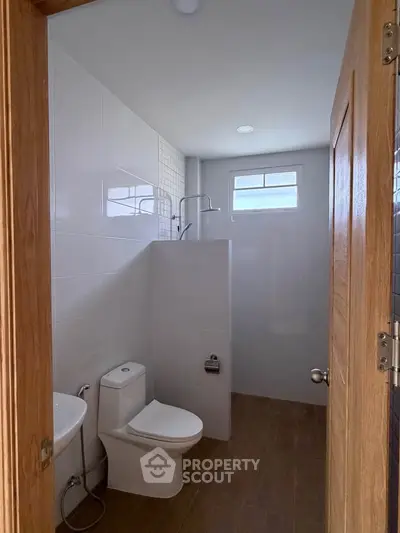 Modern bathroom with sleek design and natural light
