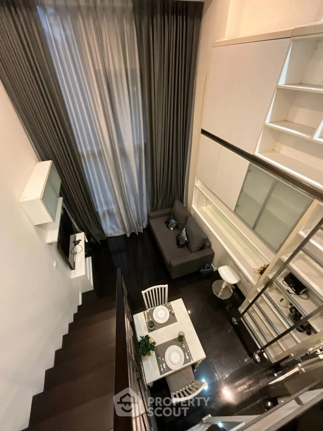 Modern loft apartment with high ceilings and stylish interior design