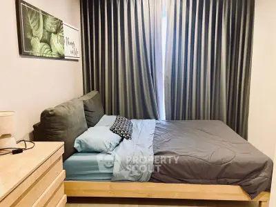 Cozy bedroom with modern decor and natural light