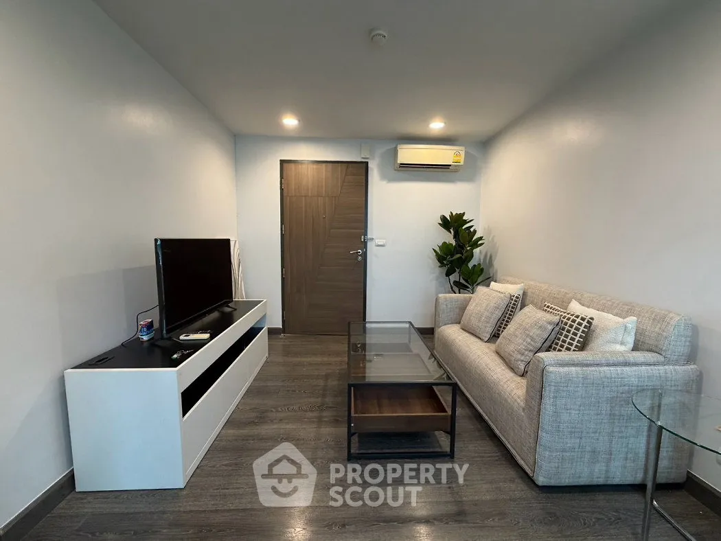 Modern living room with sleek furniture and stylish decor
