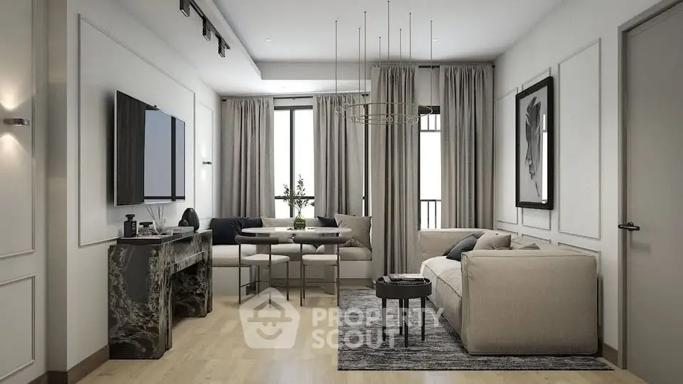 Elegant modern living room with stylish decor and natural light