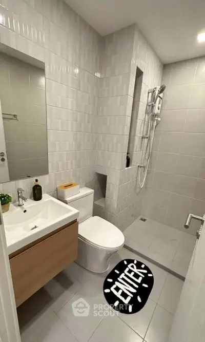 Modern bathroom with sleek fixtures and stylish design