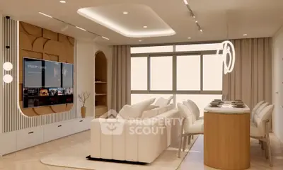 Luxurious modern living room with elegant dining area and stylish decor