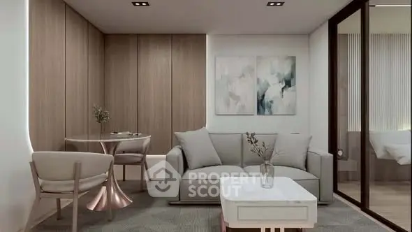 Modern living room with stylish furniture and elegant decor