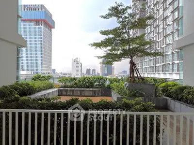 Stunning urban garden view from high-rise building balcony