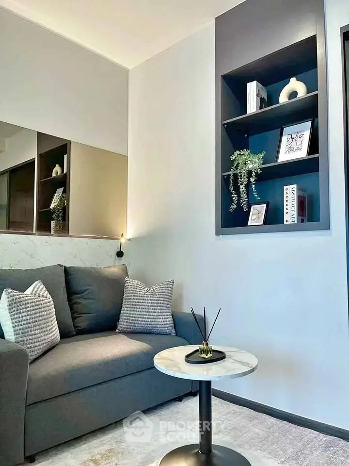 Stylish modern living room with cozy sofa and elegant decor