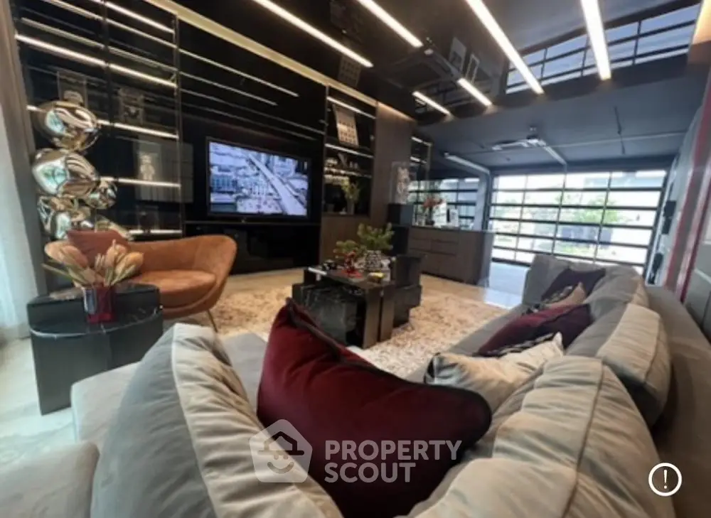 Luxurious modern living room with plush seating and sleek design elements