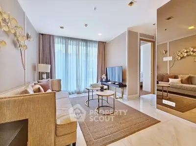 Luxurious modern living room with elegant decor and natural light