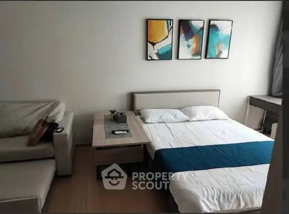 Modern bedroom with stylish decor and cozy ambiance