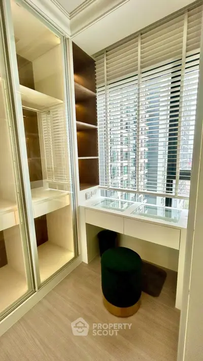 Elegant study nook with modern design and city view