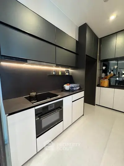 Modern kitchen with sleek cabinetry and built-in appliances