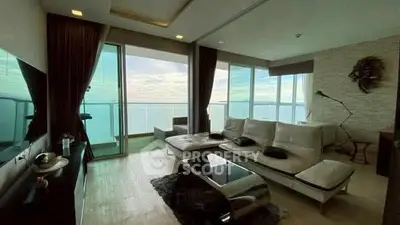 Luxurious living room with stunning ocean view and modern decor