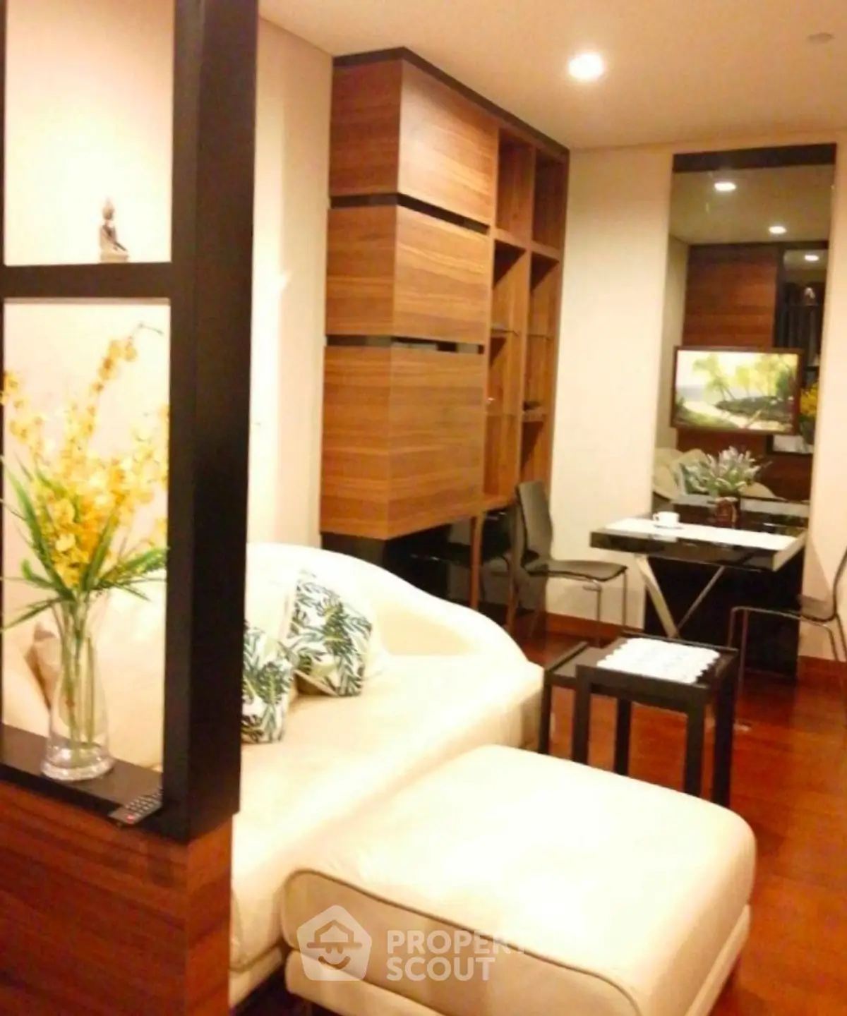 Stylish modern living room with elegant decor and cozy seating area