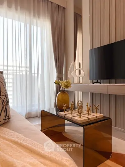 Modern living room with stylish decor and natural light