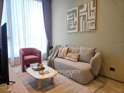 Stylish modern living room with cozy sofa and chic decor