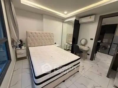 Modern bedroom with elegant decor and built-in air conditioning