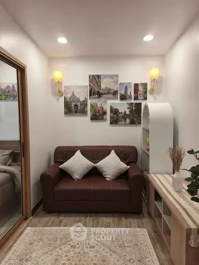 Cozy living room with stylish decor and comfortable seating, perfect for relaxation and entertaining guests.