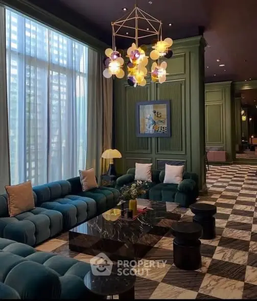 Luxurious living room with elegant decor and plush seating in a sophisticated setting.