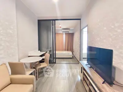 Modern studio apartment with open layout and stylish furnishings