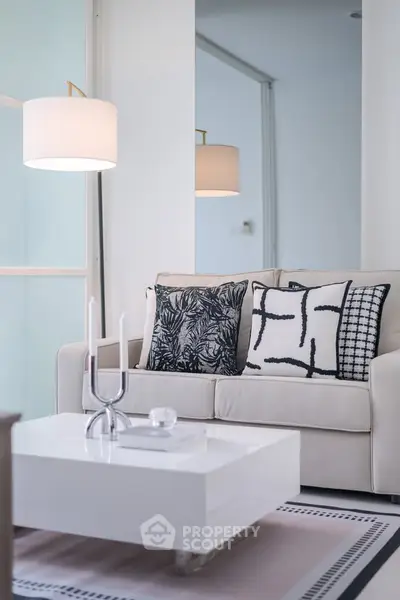 Modern living room with stylish sofa and elegant decor