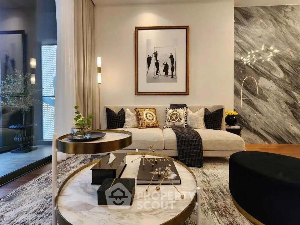 Luxurious modern living room with elegant decor and stylish furniture