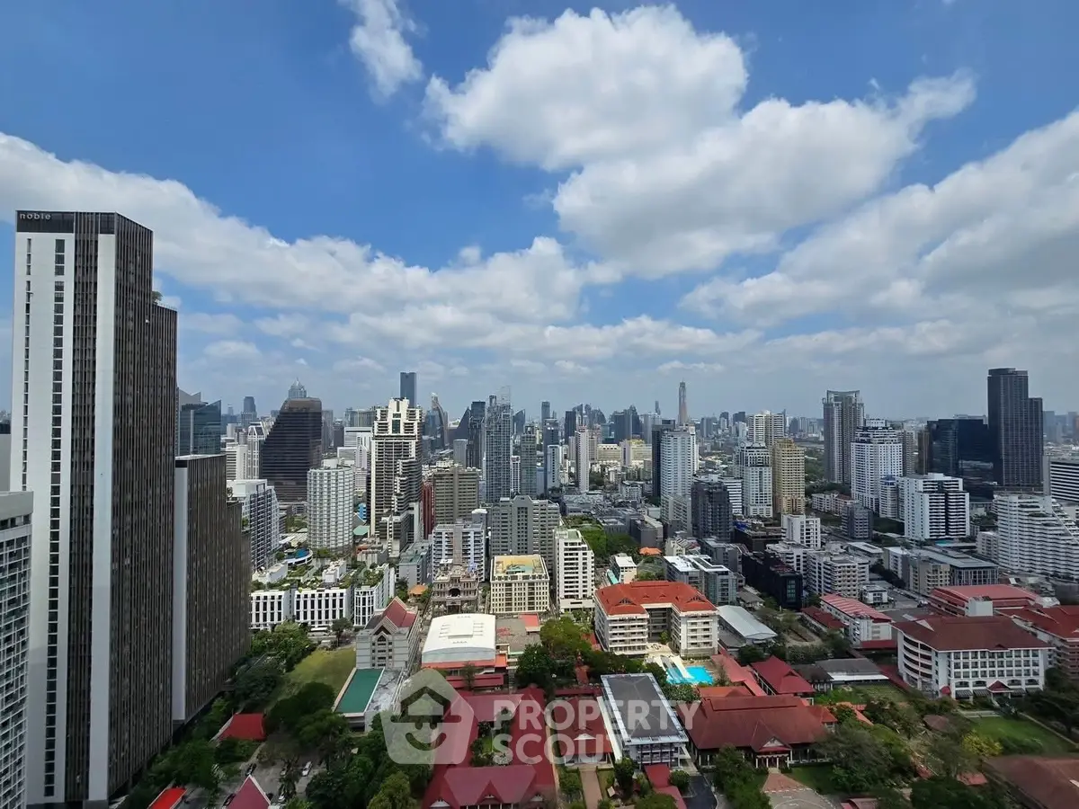 Stunning cityscape view showcasing modern skyline and vibrant urban landscape under a clear blue sky.
