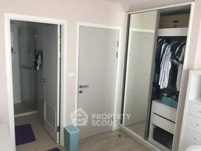 Modern bedroom with sliding wardrobe and ensuite bathroom