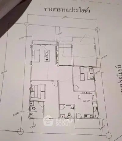 Detailed floor plan showcasing a modern apartment layout with precise measurements.