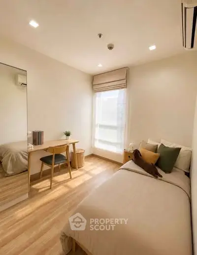 Cozy and bright bedroom with modern decor and natural light