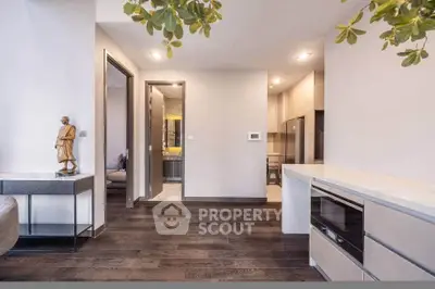 Modern apartment interior with sleek design and hardwood floors