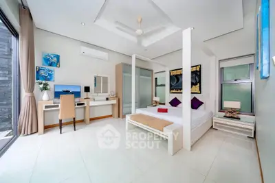 Luxurious modern bedroom with elegant decor and spacious layout