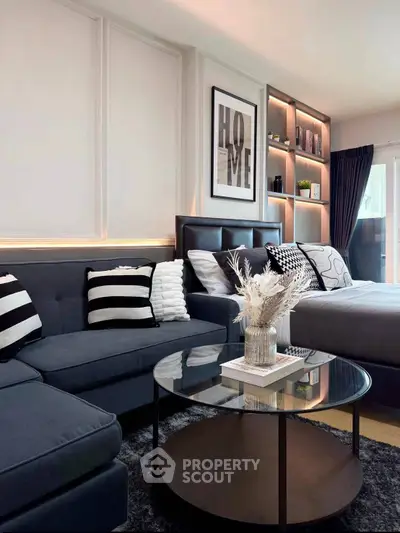Stylish modern living room with cozy sectional sofa and elegant decor